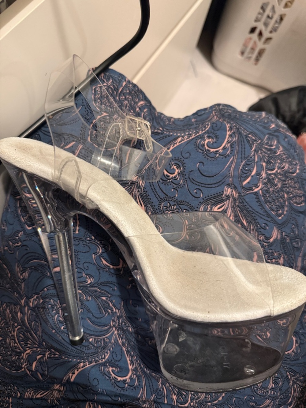 Clear Platform Stiletto Sandal in Clear/Beige